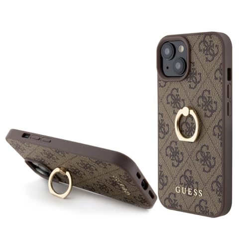 Guess iPhone 15-4G Backcover Case Cover Case Cover mit Ring Halter Braun