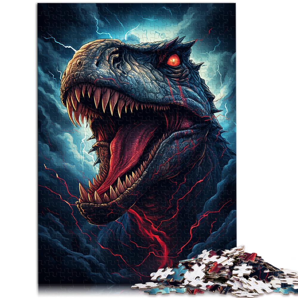 Puzzlespiel Tyrannosaurus Rex umgeben vom Sturm, 1000 Teile, Holzpuzzle, Familienspiel, Stressabbau, schwieriges Herausforderungspuzzle, 1000 Teile (50 x 75 cm)