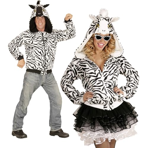 Widmann - Kostüm Zebra, Fleecejacke mit Kapuze, Karneval, Mottoparty