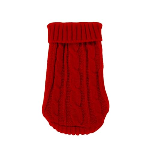 Winter-Hundepullover, klassische Haustierkleidung, passend für kleine Hunde, Welpen, Katzen, Strickpullover, Dackel, Kleidung, Chihuahua, Schnauzer-Kostüme (Rot, XXS (4), 0,5–1,5 kg