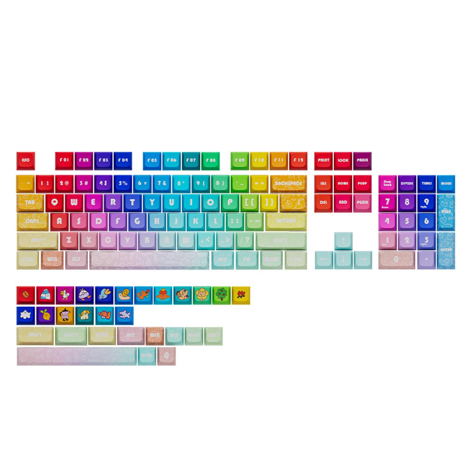 XDA Profil Tastenkappen 133 Tasten Regenbogenfarben Dickes PBT Für Mechanische Gaming Tastaturen Ersatz Tastenkappen 133 Stück Regenbogen Tastenkappen XDA Profil Kompletter Satz Tastenkappen