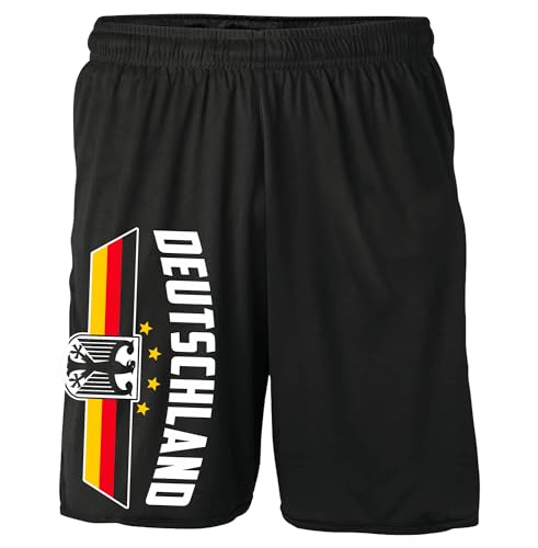 UGLYSHIRT Deutschland Shorts | Germany Fußball WM Flagge Deutschland Kurze Hose Deutschland Hose Deutschland Fanartikel EM 2024 | M11 Schwarz (L)