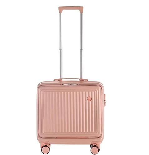 RUVOO Koffer Trolley Reisekoffer Universelle kleine Handgepäck-Frontabdeckung, vollständig geöffneter Koffer, Zahlenschloss-Gepäck Koffer Gepäck Rollkoffer (Color : Pink, Size : 18inch)