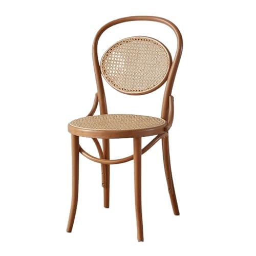 yixinzi-2024 Rattan-Akzentstuhl Rattan-Esszimmerstuhl, armloser Beistell-Esszimmerstuhl aus Buche, Retro-Rückenlehnenstuhl for Esszimmer, Wohnzimmer Sessel(Log)