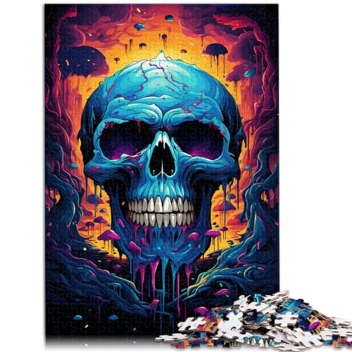 Puzzles für Puzzles, farbenfrohe psychedelische Totenkopf-Puzzles, 1000 Puzzles für Erwachsene, Holzpuzzle, Lernpuzzle, Stressabbau-Spielzeug (50 x 75 cm)