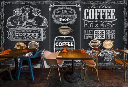 Kreidetafel-Café 3D Tapete Poster Restaurant Schlafzimmer Wohnzimmer Sofa TV Dekorative Wand-430cm×300cm