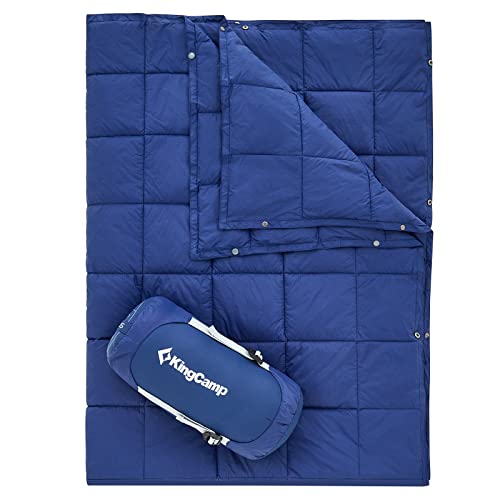 KingCamp Ultraleicht Reisedecke, Warme Outdoor Decke, Winddichte Camping Decke, Wasserabweisend Kompakt kleines packmaß für unterwegs Picknick Reisen zu Hause 152 × 203 cm Blau