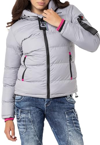 Cipo & Baxx Damen Steppjacke Winterjacke Jacke Kapuze Stehkragen WM138 Grau M