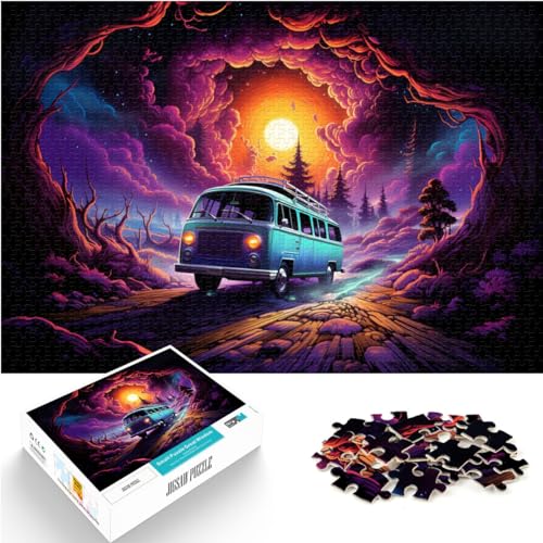 Puzzles für Autofarben, psychedelisches Puzzle für Erwachsene, 1000 Teile, Holzpuzzle, lustige Familienpuzzles für schwierige, schwere Puzzles für Frauen und Männer (50 x 75 cm)