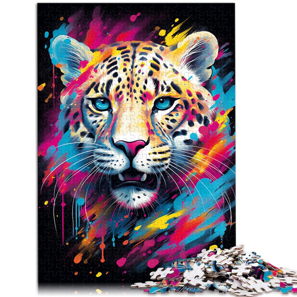 Puzzle für Puzzle Psychedelisches Graffiti, bunter Leopard, 1000 große Teile, Puzzle für Erwachsene, Holzpuzzle, gutes Geschenk für 1000 Teile (50 x 75 cm)