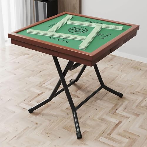 Gvqng Mahjong-Tisch, 4 Spieler Klappbarer Mahjong-Tisch, Tragbares Brettspiel Domino-Tisch Mit Getränkehaltern, Mahjong-Tisch aus Holz, Klappbarer Kartentisch mit Schublade,90 * 90cm