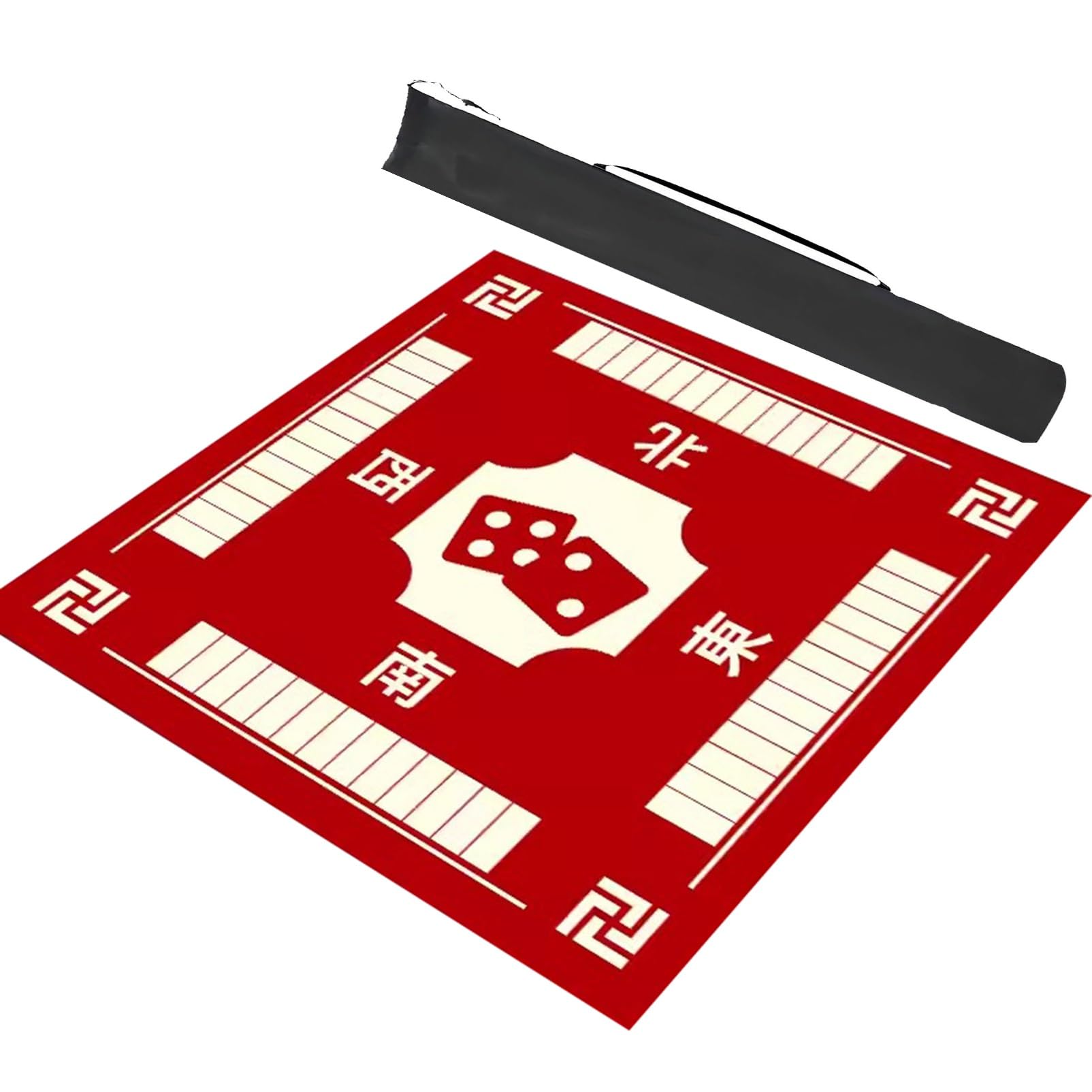 DUBTEDHOU Mahjong Tischmatte,Kachel Spiele Tischabdeckung, Quadrat mit Regeln Heimspiel Kartenspielmatte Doppelseitige rutschfeste geräuschreduzierende Spieltischdecke(Red,35.4x35.4in/90x90cm)