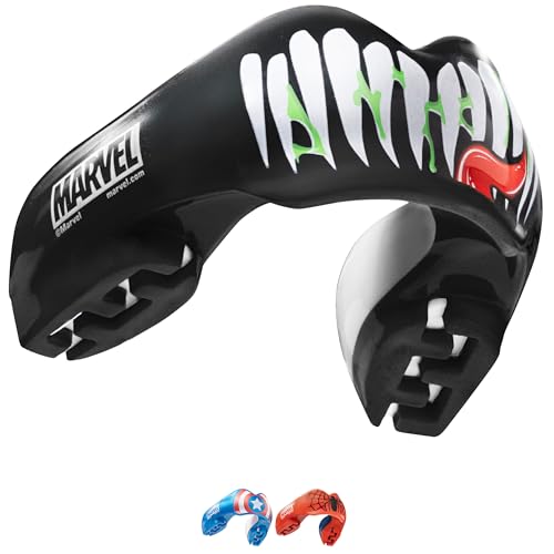 Marvel Venom Sports Mundschutz für Zahnspangen, Einheitsgröße, Remouldable Gum Shield mit Etui für Boxen, MMA, Rugby, Kampfsport, Judo und alle Kontaktsportarten