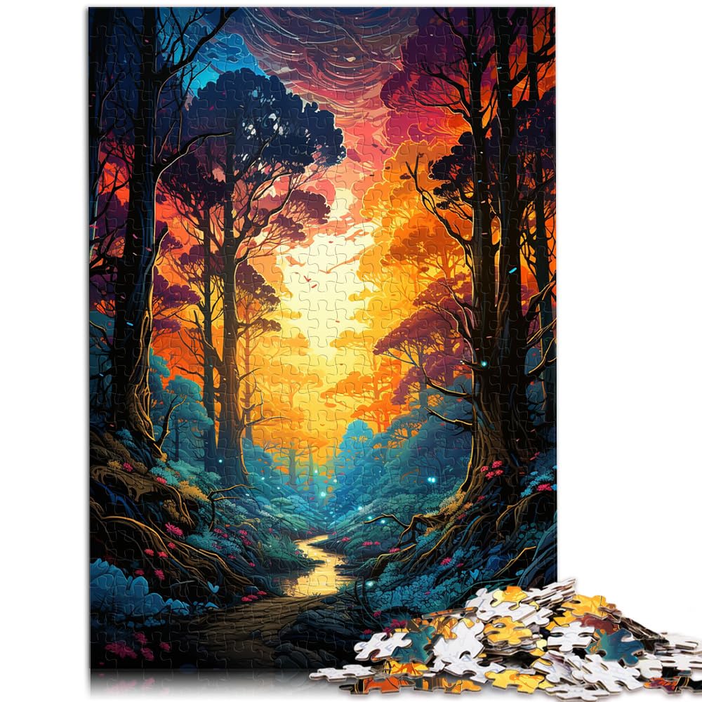 Puzzlespiele Bunter Psychedelischer Dschungel Puzzle für Erwachsene 1000-Teile Holzpuzzle für anspruchsvolle Puzzlespiele und Familienspiele 1000 Stück (50 x 75 cm)