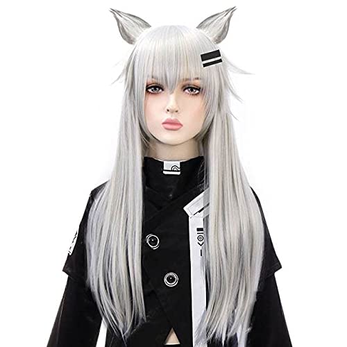 LINLINCD-Anime Coser Wig Spiel Arknights Lapplande Cospla Cosplay Perücken Silber Grau Lange Hohe Temperatur Faser Haar Perücke Halloween Party Karneval Kostüm Wig One One Wig