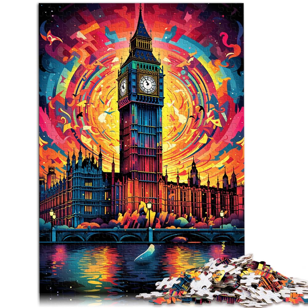 Puzzle für Big Ben, Großbritannien, 1000 Teile, Puzzle für Erwachsene, Holzpuzzle, Heimdekoration, Puzzle 1000 Teile (50 x 75 cm)