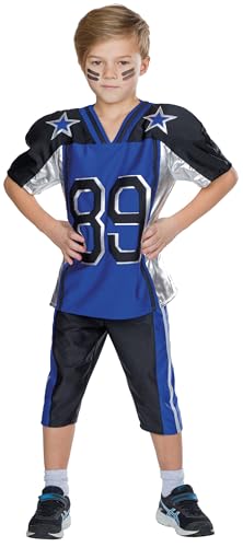 PartyXPeople Football Spieler Kinder Kostüm | Trikot und Hose | Verkleidung American Sports | 2-teilig blau-schwarz 116270-164