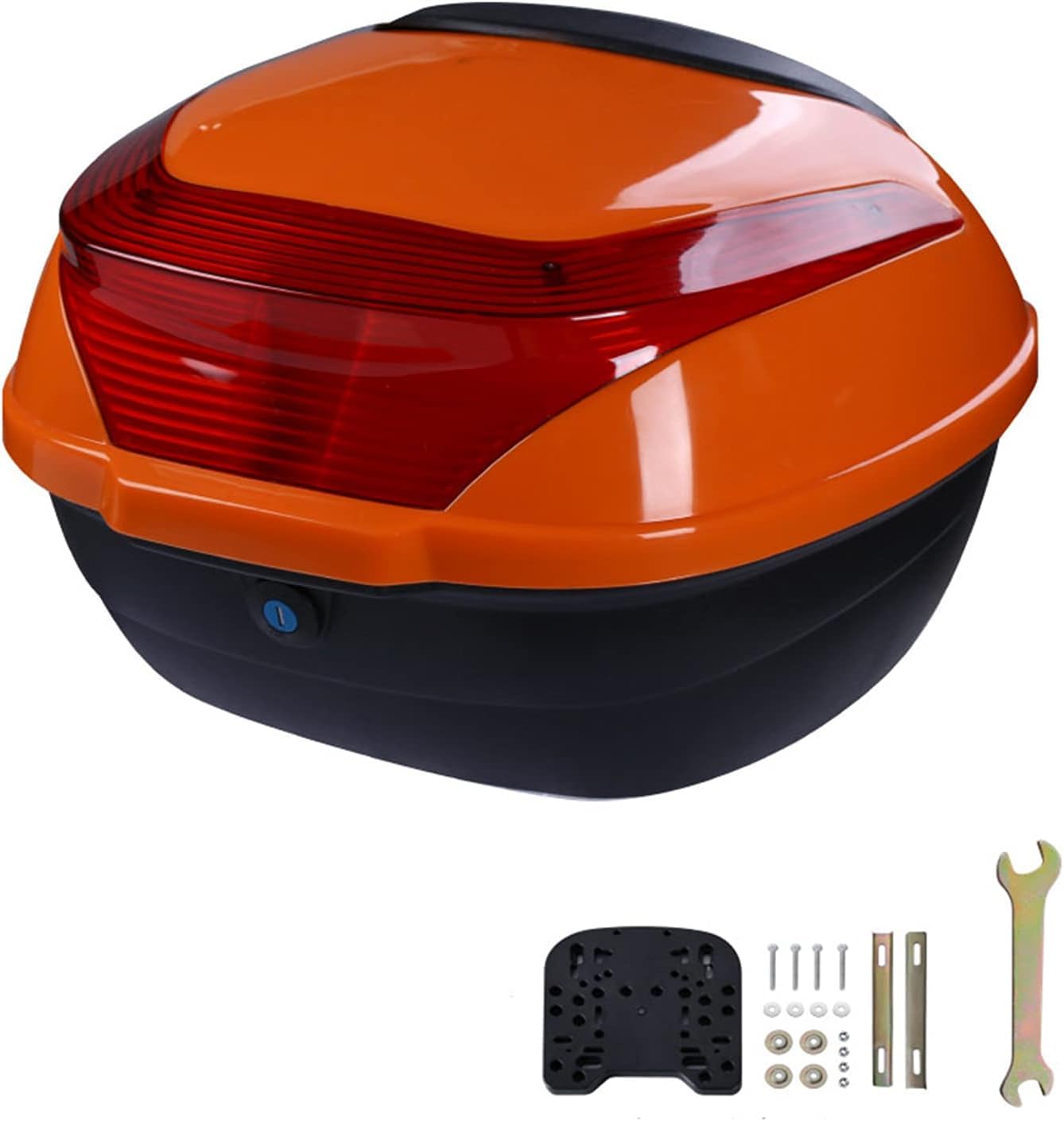 Heckkoffer-Gepäckbox. Helm-Aufbewahrungsbox, Motorrad-Touren-Topbox, Heckkoffer-Gepäckbox, Motorrad-Roller-Heckgepäck-Topcase-Topbox, kann Helme aufbewahren,Orange,L