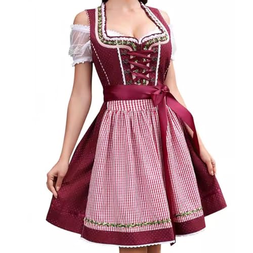 Xasbseulk Oktoberfest Outfits Damen - Bierfest Kostüm | Oktoberfest Kostüm Deutsches Kleid für Halloween Karneval, Traditionelles deutsches Kleid