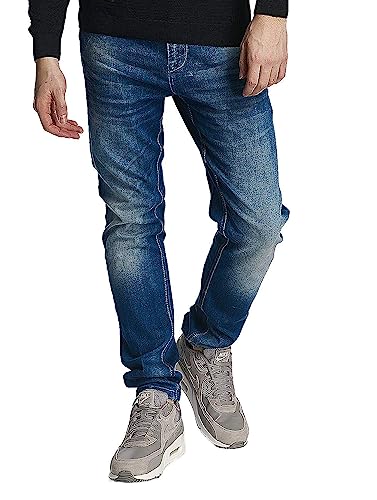 Cipo & Baxx Klassiche Herren Jeans Hose Slim-Fit Skinny Men Denim Jeanshose Pants Freizeithose Pants Freizeit W33 L32 Blau