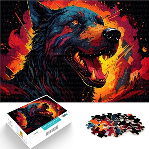 Puzzle, farbenfroh, psychedelisch, bizarrer Wolf, lustiges Puzzle für Erwachsene, 1000-teiliges Holzpuzzle, Familienpuzzlespiel, Geburtstagsgeschenke, 1000 Teile (50 x 75 cm)