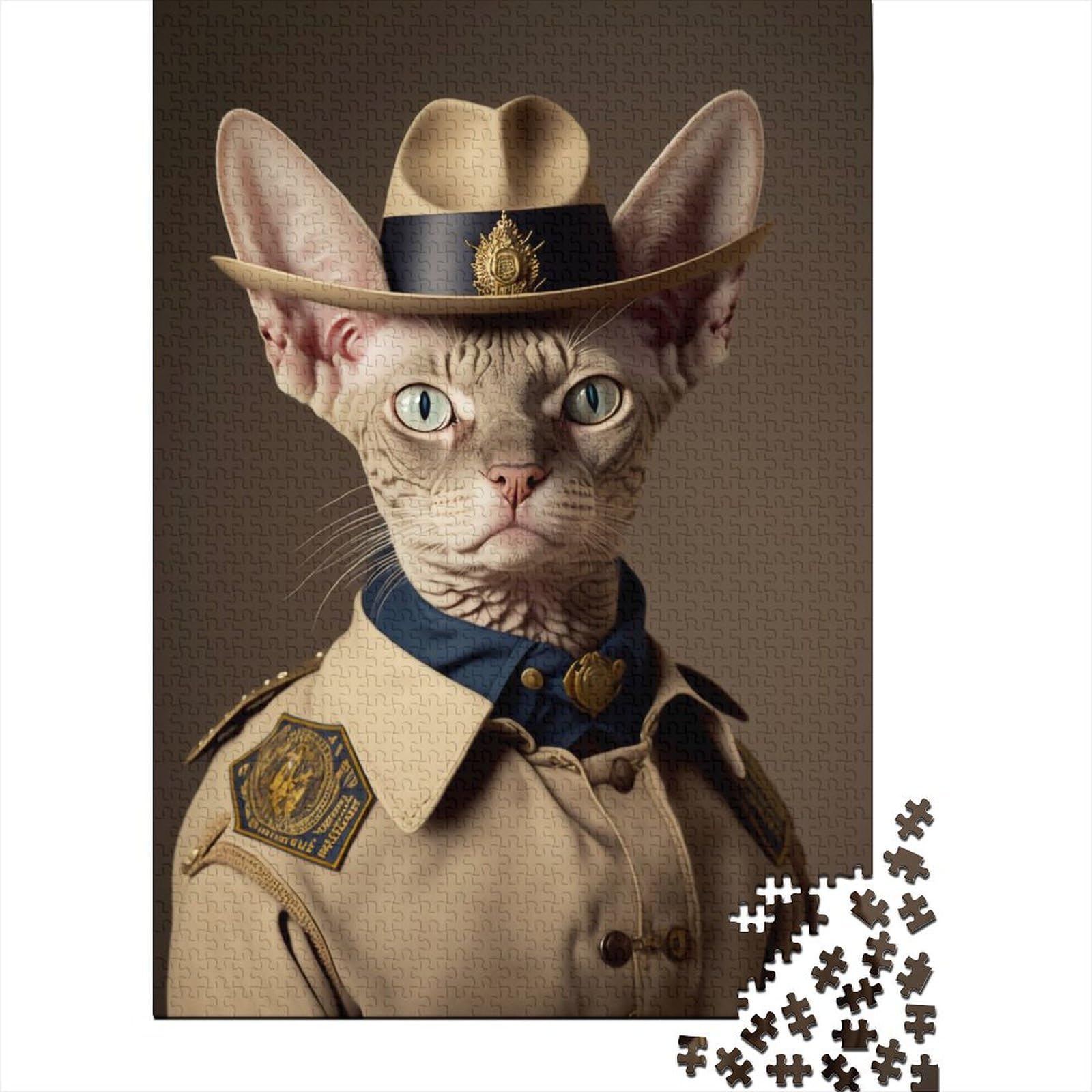 1000-teiliges Puzzle für Erwachsene, Sheriff-Katzen-Puzzle | Puzzles für Erwachsene, Lernspiel, Herausforderungsspielzeug (Größe: 75 x 50 cm)