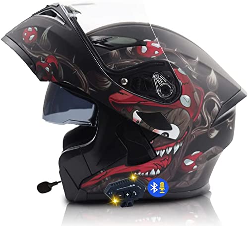 Klapphelm Motorradhelm,Bluetooth Integralhelm,Mit Doppelvisier, ECE Genehmigt,30m Bluetooth-Gegensprechanlage,Intelligente Geräuschunterdrückung,Wasserdicht,Ganzjährig Verfügbar