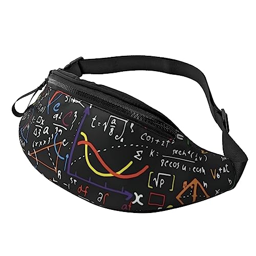 HSJFS Modische Hüfttasche mit Motiv Wolf heulender Mond, verstellbare Hüfttasche, lässige Brusttasche, Mathematikformel, Einheitsgröße