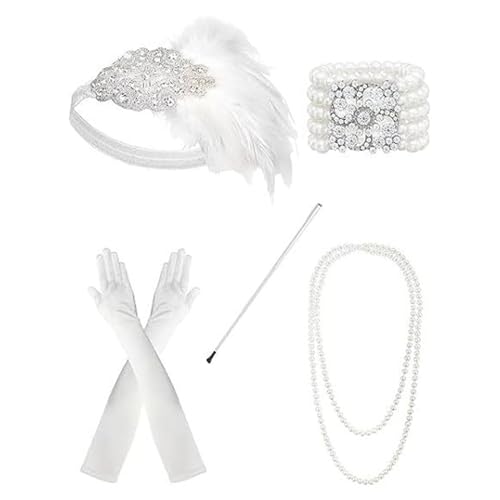 1920er Jahre Flapper Party Kostüm Zubehör für Frauen Vintage Strass Kopfschmuck Quasten Ohrring Make-up Party Wear