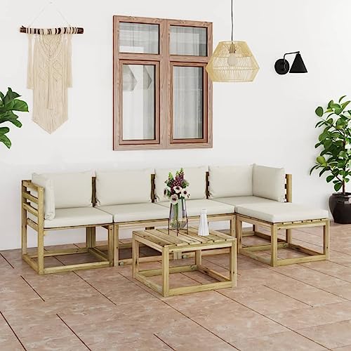 Juroupi 6-tlg. Garten-Lounge-Set mit Kissen LoungemöBel Balkon GartenmöBel Set Garden Furniture Sets MöBelsets Kiefernholz Imprägniert