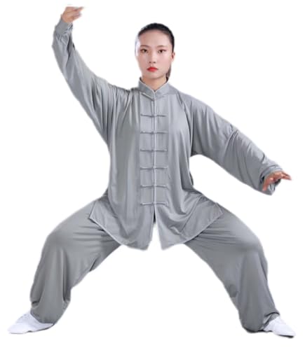 WLLKIY 2KEY Kampfsportbekleidung | Traditionelle chinesische Uniformen für Tai Chi und Wing Chun | Unisex Kostüm aus Milchseide | Leichte Kostüme für Meditation & Qigong,C-M