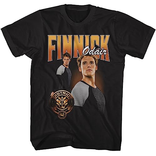 Tribute von Panem Film Finnick Odair Duo Foto Erwachsene Kurzarm T-Shirt Vintage Style Graphic Tees, Schwarz, XX-Large