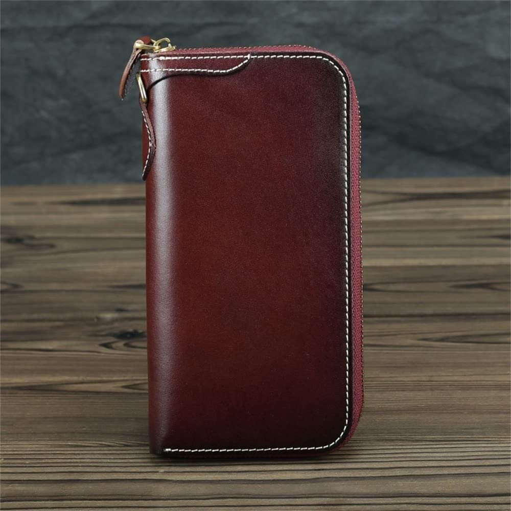 YIHANSS Geldbörsen Pflanzlich gegerbte Geldbörse Lange Damen-Clutch-Tasche Retro Handgefertigte Business-Geldbörse mit großer Kapazität für Herren Geldbörse (Farbe: C)