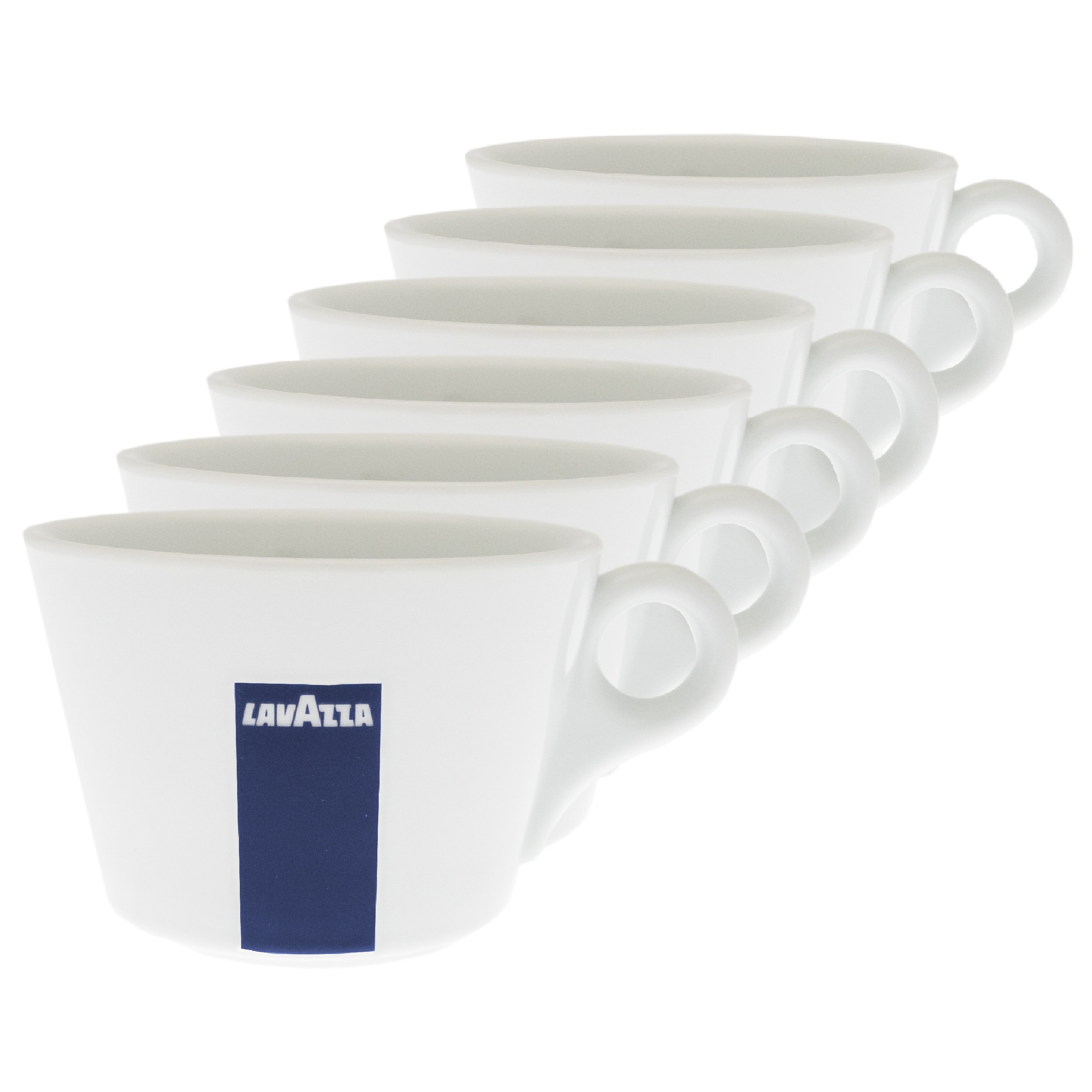 Lavazza Blu Collection Milchkaffee Tasse Konisch, 6er Pack, Kaffeetasse, Porzellan, Weiß, 250ml, 20002140