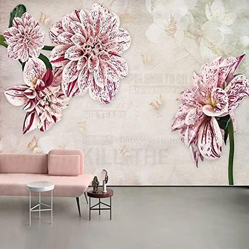 XLMING Rosa Blume Stil 3D Tapete Home Dekoration Wohnzimmer Sofa Schlafzimmer Tv Hintergrund Wand-430cm×300cm