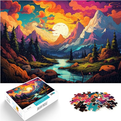 Puzzle für bunte Berge, 1000-teiliges Holzpuzzle für Erwachsene, Spielzeug, Puzzle, Lernspiele, Stressabbau-Puzzle, 1000 Teile (50 x 75 cm)