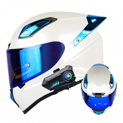 Integraler Bluetooth-Motorradhelm, Modularer Integral-Motorradhelm Mit Doppelvisier, ECE-Zugelassener Bluetooth-Motorradhelm, Modularer Integralhelm Für Männer Und Frauen B,XXXL63-64CM