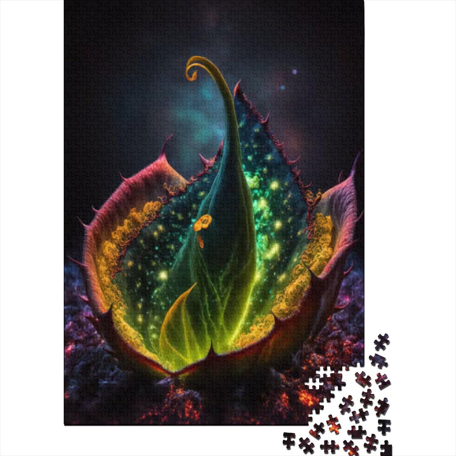 Puzzle für Erwachsene „Cosmic Carnivore Succulent“ Puzzle für Erwachsene, 1000 Teile, Holzpuzzle für Erwachsene und Jugendliche ab 12 Jahren, Lernspiele für Erwachsene, Größe: 75 x 50 cm