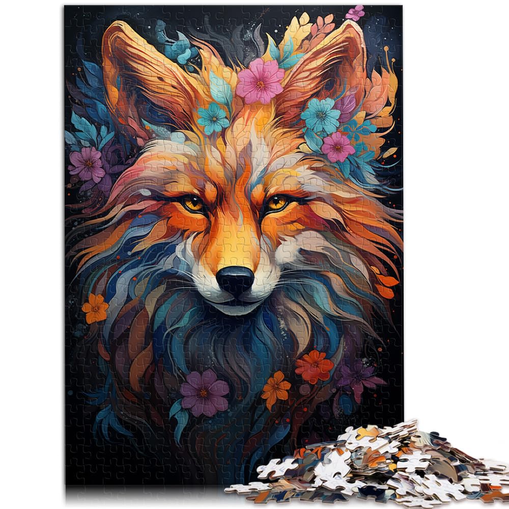 Puzzles für farbenfrohe psychedelische Fantasy-Fuchs-Puzzles mit 1000 Teilen für Erwachsene, Holzpuzzles zum Stressabbau, zum Zeitvertreib zu Hause, 1000 Teile (50 x 75 cm)