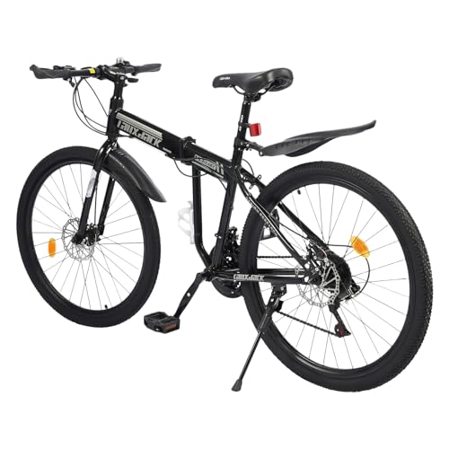 26 Zoll Mountainbike 21 Gang Kohlenstoffstahl Klappfahrrad Erwachsene Schwarz Weiß Fahrräder Geeignet für den Täglichen Gebrauch für den Arbeitsweg und für Reisen im Freien