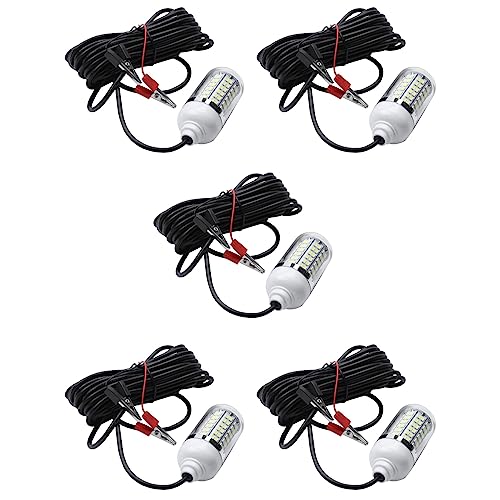 SICOSALT 5X 12 V 15 Watt Angeln Licht 108 Stücke 2835 LED Unterwasser Fischen Licht Lockt Fisch Finder Lampe Zieht Tintenfisch Krill (Weiß + Weißes Licht)