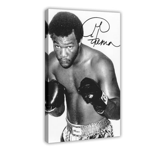 HACERR Photographie Signée Leinwandposter, Motiv: George Foreman Boxing En Édition Limitée + Autogramm, Wandkunst, Dekordruck, Gemälde für Wohnzimmer, Schlafzimmer, Dekoration, 40 x 60 cm