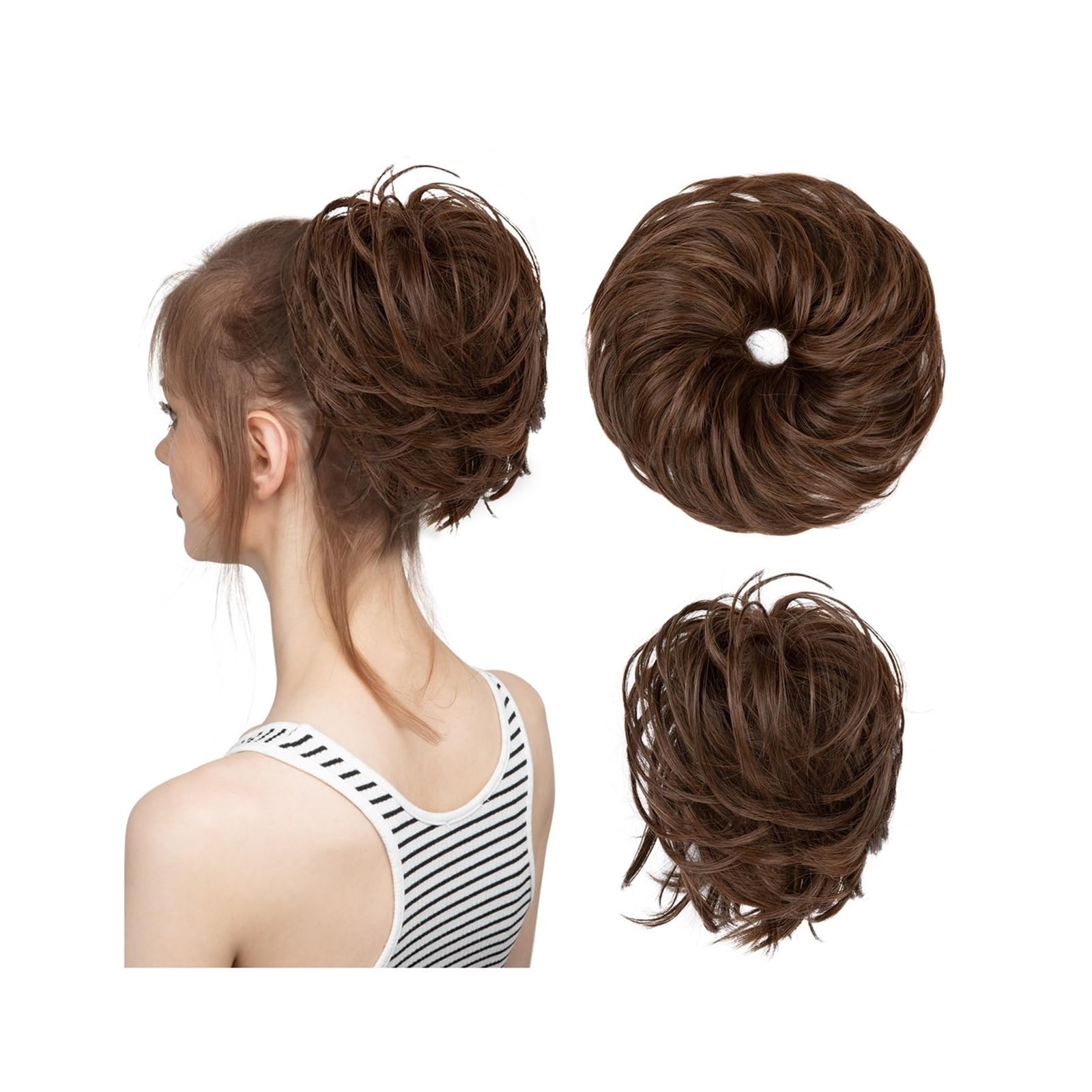 Haarteile Haarknoten Synthetisches, gefälschtes, unordentliches Dutthaar, lockiges Band, Haarteil, Haargummi, Scrunchie, Wickelstück, elastisches Haar, Chignon, Cheveux, Schwanz, Hochsteckfrisur for D