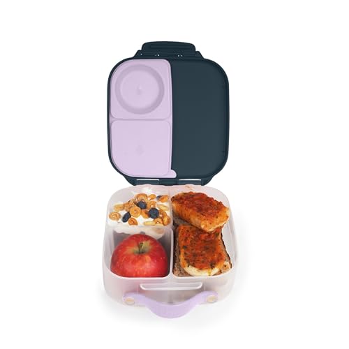 b.box Mini-Lunchbox mit verstellbaren Trennwänden für Kinder, Silikon-Lebensmittelbehälter mit leicht zu öffnendem Verschluss und Tragegriff, geeignet für Mikrowelle und Spülmaschine (Indigo Rose)