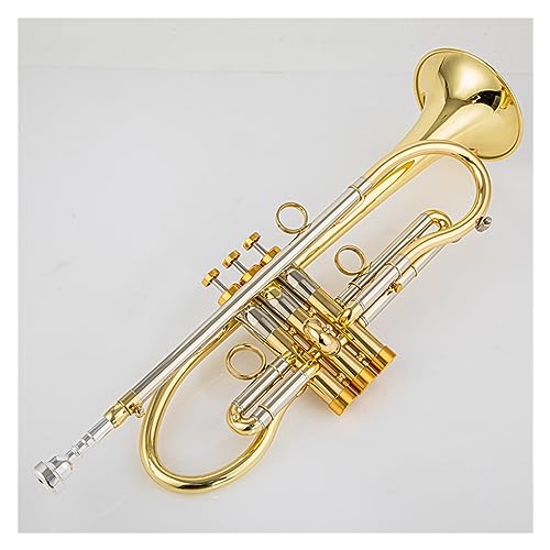 Blechblasinstrumente Trompete Professionelle Trompete Bb Tune Messing Vergoldete Oberfläche Professionelle Musikinstrumente Mit Box (Color : Gold)