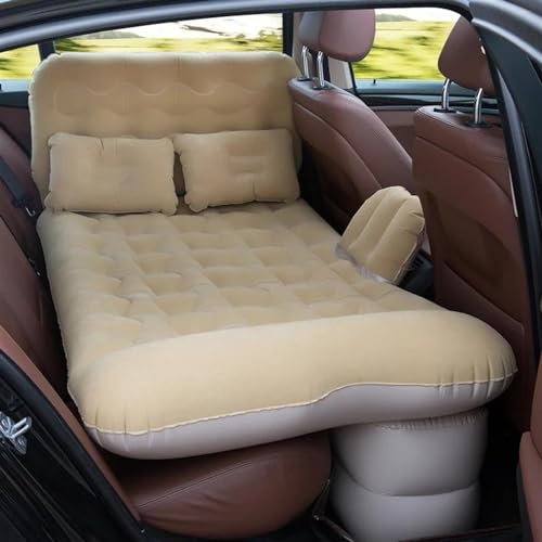 GLILAR Auto Luftmatratze Auto Luftmatratze Auto Reisebett Outdoor Home Camping Schlafsofa Automatische Luftmatte Aufblasbares Autobett Universal Luftmatratze Autozubehör(Beige)