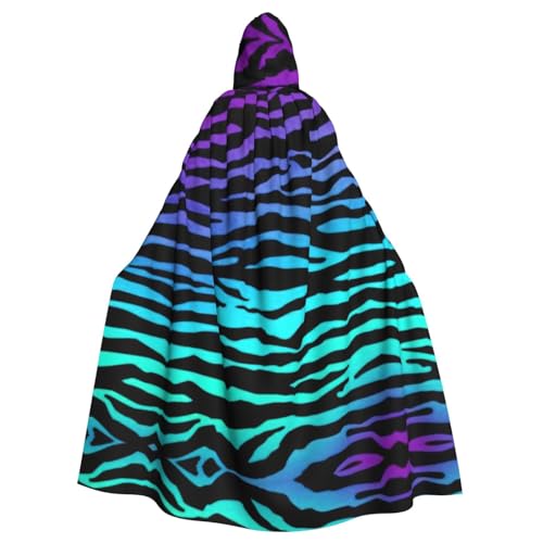 YQxwJL Lila Blau Grün Camouflage Zebra Streifen Druck Kapuze Lange Länge Umhang Unisex Kapuze Halloween Weihnachten Umhang Kostüme Party Umhang