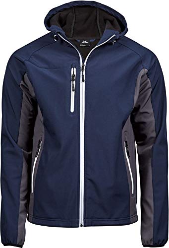 Tee Jays Jacken Herren Kapuzen 3-Lagen Softshell Jacke Mehrfarbig Navy/Dark Grey 3XL