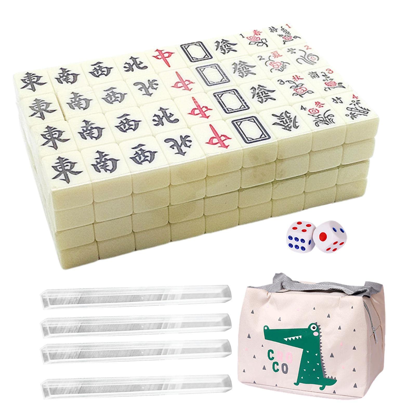 Klassisches Mahjong-Spiel – 1000 G Tragbares Chinesisches Mahjong-Spielstein-Set | Einfach Zu Spielendes Traditionelles Chinesisches Tischspiel | Reise-Mahjong-Set Für Brettspiele, Partyzubehör Und Fa