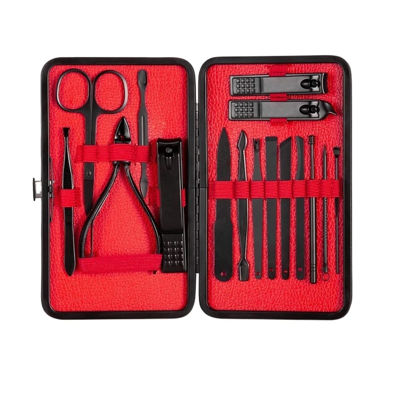 OPKDE 7–23-teiliges professionelles Nagelschneider/Pediküre-Scheren-Set aus Edelstahl, Adlerhaken, tragbares Maniküre-Nagelknipser-Werkzeug-Set (16 Stück, rot)